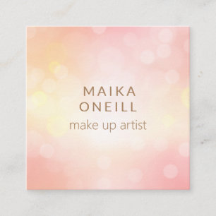 Luxury Blush Pink Bokeh glitter social media Square Business Card