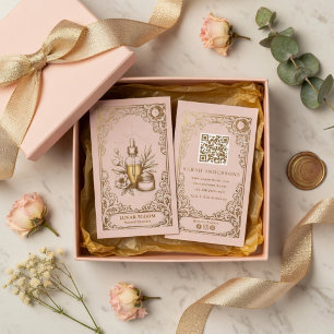 Luxury Blush Pink Gold Botanical Skincare Business Card