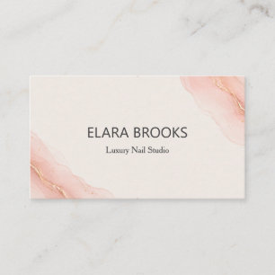 Luxury Blush Pink Gold Nail Salon Business Card