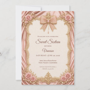 Luxury Blush Pink Gold Princess Sweet 16 Invitation