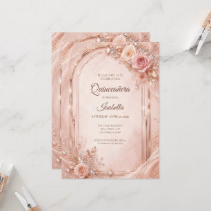 Luxury Blush Pink Gold Quinceañera Invitation