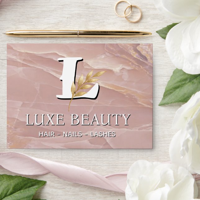 Luxury Blush Pink Marble Beauty Salon Logo Envelope (Wedding)