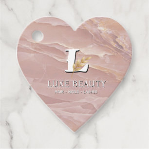 Luxury Blush Pink Marble Beauty Salon Logo Favour Tags