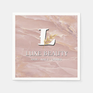 Luxury Blush Pink Marble Beauty Salon Logo Napkin