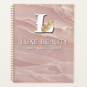 Luxury Blush Pink Marble Beauty Salon Logo Planner