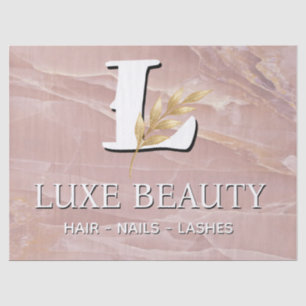 Luxury Blush Pink Marble Beauty Salon Logo Tissue Paper