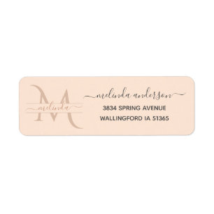 Luxury Blush Pink Monogram Custom Name Address