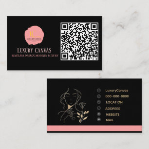 Luxury Blush Pink QR Code Beauty Business Card 