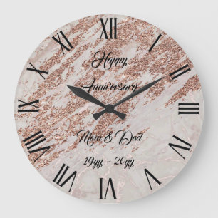 Luxury Blush Pink Rose Glitter Marble Customise Large Clock
