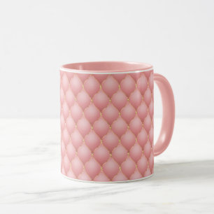 Luxury Blush Pink Rose Gold Diamond Tufted Mugs