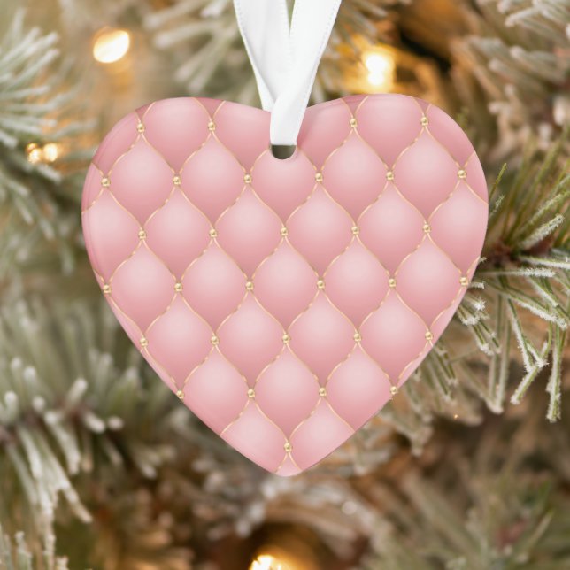 Luxury Blush Pink Rose Gold Diamond Tufted Pattern Ornament (Tree)