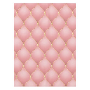 Luxury Blush Pink Rose Gold Diamond Tufted Pattern Tablecloth