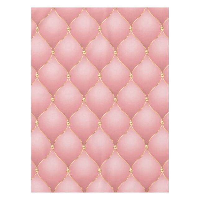Luxury Blush Pink Rose Gold Diamond Tufted Pattern Tablecloth (Front)