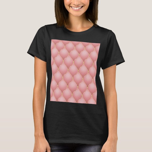 Luxury Blush Pink Rose Gold Diamond Tufted T-Shirt (Front)