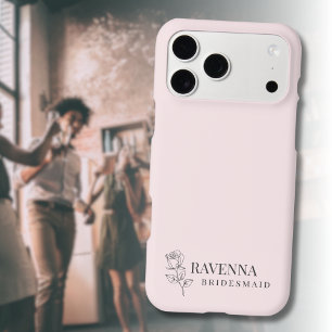 Luxury Blush Pink Rose Line Art Personalised Name 