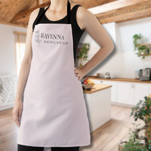 Luxury Blush Pink Rose Line Art Personalised Name Apron