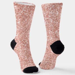 Luxury Blush Rose Gold Glitter Socks