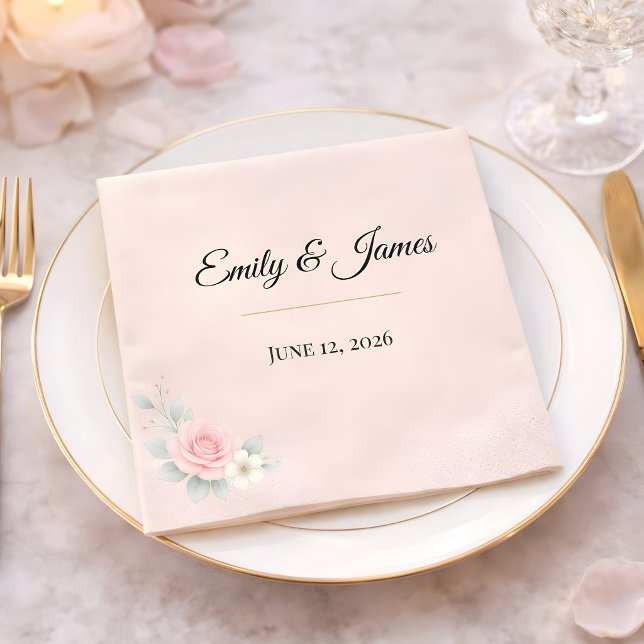 Luxury Blush Wedding Napkin (Luxury blush reception napkin for wedding collection)