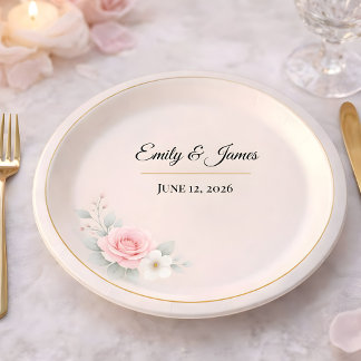 Luxury Blush Wedding Paper Plate