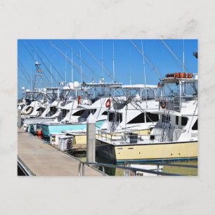 Luxury boats at marina holiday postcard