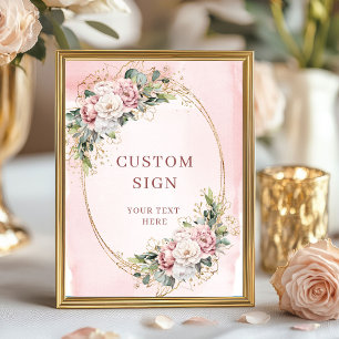 Luxury Bohemian Dusty Pink Eucalyptus Custom Sign