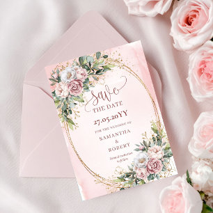 Luxury Bohemian Dusty Pink Eucalyptus Save The Dat Date