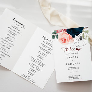 Luxury Boho Colourful Floral Folded Wedding Progra Programme