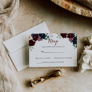 Luxury Boho Colourful Floral RSVP Card