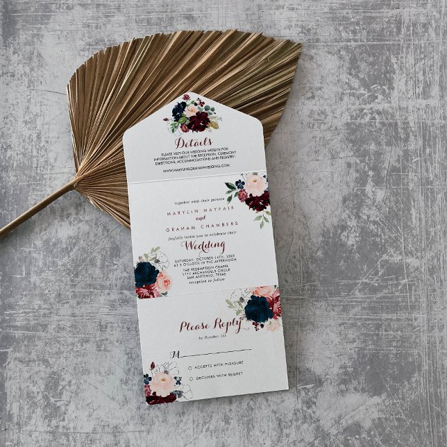 Luxury Boho Colourful Floral Wedding  All In One Invitation (Creator Uploaded)