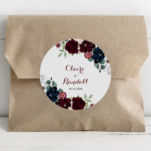 Luxury Boho Colourful Floral Wedding  Classic Round Sticker