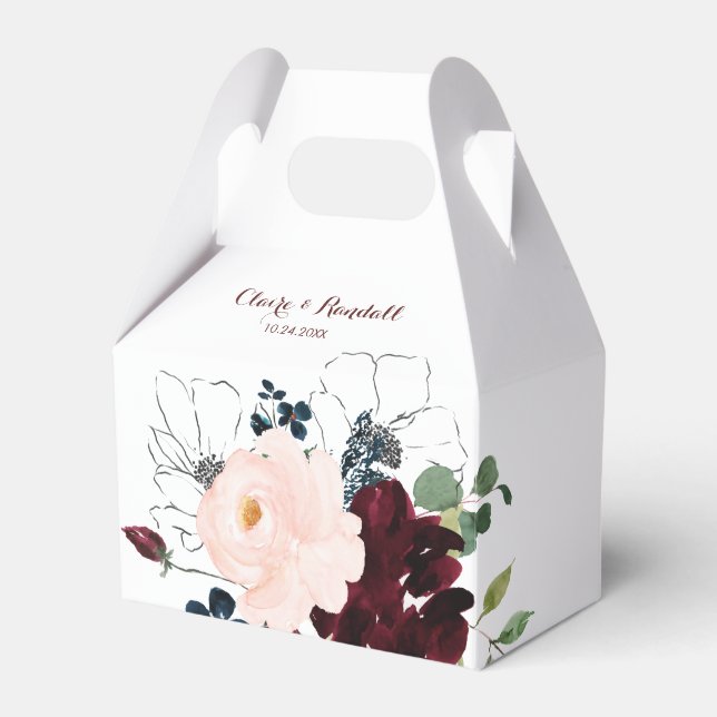 Luxury Boho Colourful Floral Wedding  Favour Box (Front Side)