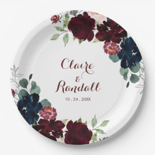 Luxury Boho Colourful Floral Wedding Paper Plate