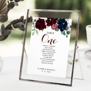 Luxury Boho Floral Table Number 1 Seating Chart