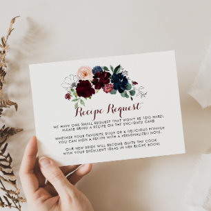 Luxury Boho Floral Wedding Recipe Request  Enclosure Card