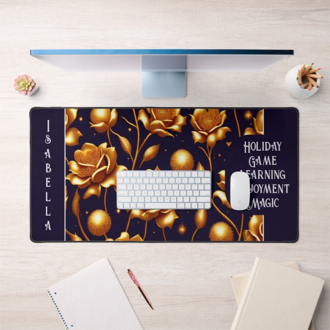 Luxury Boho Gold Rose Modern Collection Desk Mat (Office 1)