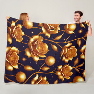 Luxury Boho Gold Rose Modern Collection Fleece Blanket