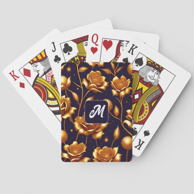 Luxury Boho Gold Rose Modern Collection Playing Cards (Back)