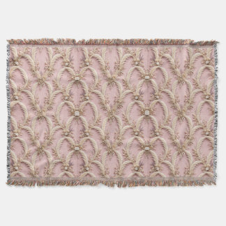 Luxury Boho Pink Pampas Grass Throw Blanket - Dust