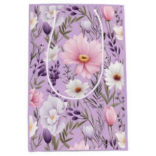 Luxury Boho Watercolor Floral Medium Elegant  Gift Bag