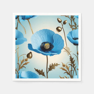 Luxury Botanical Blue Poppy Napkin