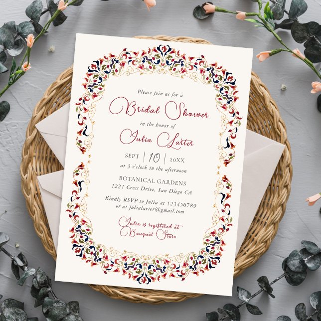 Luxury Botanical Floral Paisley Bridal Shower Invitation (Creator Uploaded)