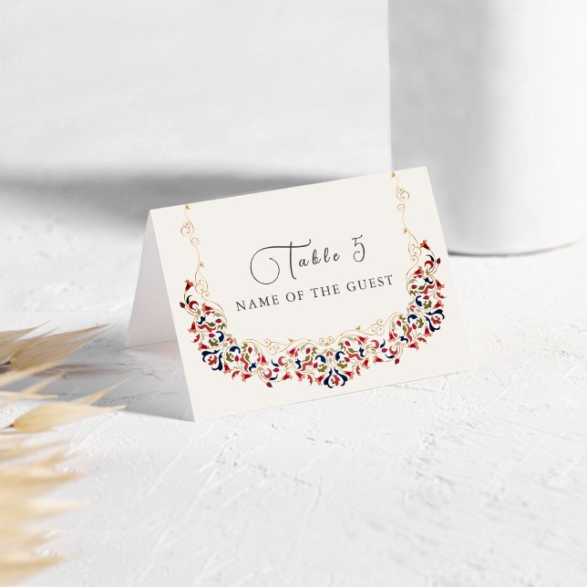 Luxury Botanical Floral Paisley Wedding Place Card (Creator Uploaded)