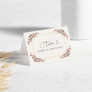 Luxury Botanical Floral Paisley Wedding Place Card