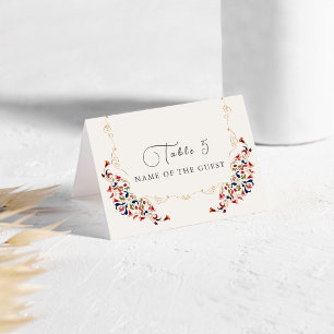 Luxury Botanical Floral Paisley Wedding Place Card