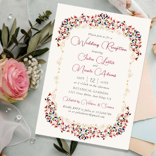 Luxury Botanical Floral Paisley Wedding Reception Invitation