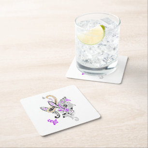 Luxury Botanical Paisley Collection Square Paper Coaster