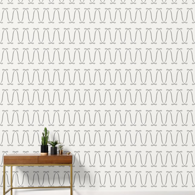 Luxury Bow Pattern Elegant Neutral Modern design Wallpaper (Hallway)