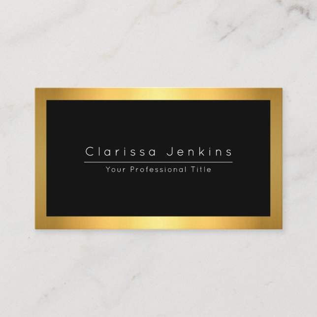 luxury brand black and gold silver Metallic Gold Business Card (Front)