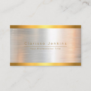 luxury brand brushed gold silver Metallic Gold Business Card