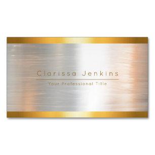 luxury brand brushed gold silver Metallic Gold Magnetic Business Card